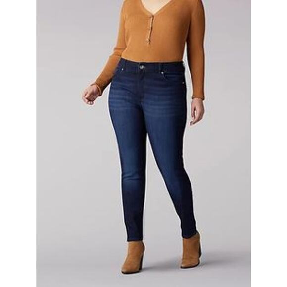 LEE Easy Fit Skinny Leg Dark Wash Mid Rise Jeans - Picture 1 of 7